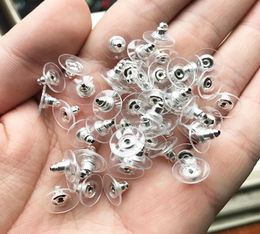 500pcs DIY Craft Accessories Silicon Stud Earring Back Stoppers Ear Post Nuts Jewelry Findings Components Gold and Silver7281872