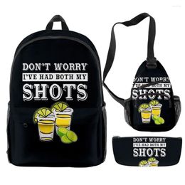 Backpack Harajuku Novelty Funny Beer 3D Print 3pcs/Set Pupil School Bags Travel Laptop Chest Bag Pencil Case