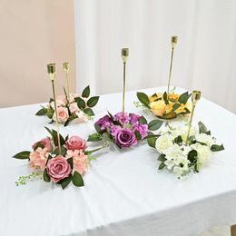 Decorative Flowers Artificial Rose Christmas Garland Candle Holders Decorations Holiday Gift Window Props Dining Table Wedding Arrangement