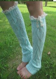 2015 Button leg warmers Knit Lace shark tank Legwarmers Boot Cuffs lace trim gaiters Boot Socks Crochet 7 Colours 37196969212