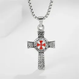 Pendant Necklaces Stylish Punk Red Cross Templar Necklace For Men Women Vintage Christian Accessories