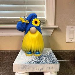 Decorative Figurines 32cm Sunflower Gnome Yellow And Blue Ukraine Flag For Kids Gifts Spring Decorations Home Ornaments