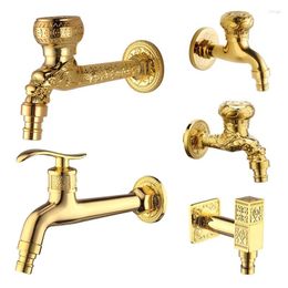 Bathroom Sink Faucets Brass Tap Faucet Garden Bibcocks Gold Dragon Carved Washing Machine Outdoor Single Cold