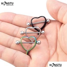 Nipple Rings 1 Pair Surgical Steel Heart Piercing Bar Ring For Women Y Shield Er Barbell 14G Breast Body Jewellery Drop Delivery Dhmdp