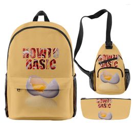 Backpack Hip Hop Novelty Funny HowToBasic 3D Print 3pcs/Set Pupil School Bags Travel Laptop Chest Bag Pencil Case