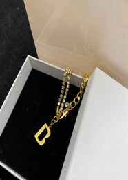 Pendant Necklaces Women Designer Gold Diamonds Letter Necklace Designers Jewelry New Womens Accessories Casual Double Deck Necklac6213475