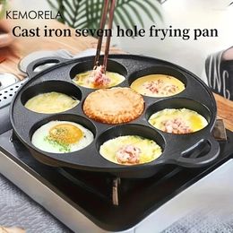 Pans 7 Hole Frying Pot Cast Iron Skillet Omelette Pan Non-Stick Egg Pancake Steak Kitchen Cooking Ham Breakfast Maker Cookware