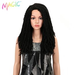 MAGIC 22Inch Synthetic Hair Wigs For Black Women Crochet Braids Twist Jumbo Dread Faux Locs Hairstyle Long Afro Brown Hair 240506