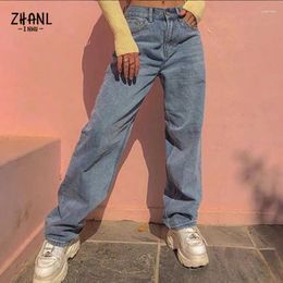 Women's Jeans Autumn Y2k Light Blue Straight Leg Women High Waist Slim Loose Retro Washed Elastic Wide Pants Mom Fashion Trousers