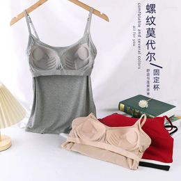 Women's Sleepwear Modal Suspender Vest Female Chest Pad One Piece Pyjamas Underwear Women Summer Top High Eelastic Thread Bottoming Shirt