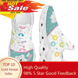 Casual Shoes Women Flats Cartoon Dentisit Tooth Pattern Breathable Mesh Female Sneakers Work Comfort Zapatos Mujer