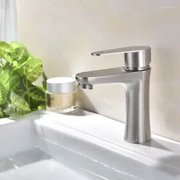 Bathroom Sink Faucets Factory Sales Single Handle Faucet Stainless Steel Basin Mixer Taps Nickle Finish Finish--MD667