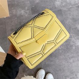 Shoulder Bags 2024 Rivet Crossbody For Women Fashion Women's One-shoulder Bag Mobile Phone Purse Chain Messenger Bolsas