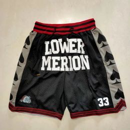 Basketball Shorts Oversize Men Women Lower Merion High School Embroidery Sewing 33 Bryant Hip Hop Pocket Sport Middle Beach Pant 240517