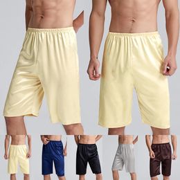 Mens Sleep Bottoms Home Silk Satin Pajamas Shorts Summer Clothes Breathable Male Nightwear Sleepwear comfortable 240518