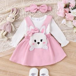 Clothing Sets 0-24M Baby Girls Easter Clothes Set Long Sleeve Ribbed Romper Suspender Skirts Headband Toddler Spring Summer Outfits