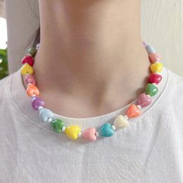 Choker Exquisite Love Candy Necklace Colorful Ceramic Collar Chain Mixed Color Cute Girl Jewelry