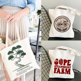 Shopping Bags Kpop Aesthetic Bag Totes Large Shopper Namjooning Tote Canvas Eco Friendly Art