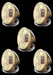 5pcs US Military Craft Army 82nd Airborne Division Eagle 1oz Gold Plated Challenge Coin Collectible Gift WCapsule2951413