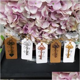 Other Event & Party Supplies 20Set/Lot Diy Wedding Favours Funny Gifts Back For Guests Clover Design Vintage Key Beer Bottle Openercard Dhnj6