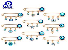 Jewellery Accessories Fashion JewelryBrooches Lucky Eye Blue Turkish Evil Eye Brooch Pin for Women Men Dropping Oil Flower Crown Sta2236229
