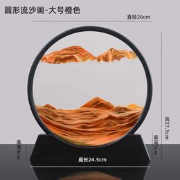 Decorative Figurines Round quicksand painting dynamic hourglass home decoration gifts for men and women living room table decorations H240518