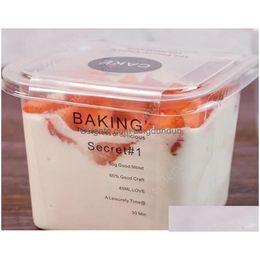 Cupcake Clear Cake Box Transparent Square Mousse Plastic Boxes With Lid Yoghourt Pudding Party Supplies I0811 Drop Delivery Home Garde Dhgo9