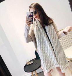 2021 new winter ladies scarf wool cashmere wool knitting ladies high quality scarf winter poncho black and white 2 colors scarf2359462