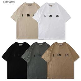 24ss Designer Tide t Shirts Chest Letter Laminated Print Short Sleeve High Street Loose Oversize Casual T-shirt 100% Pure Cotton Tops for Men and Women 8KR5