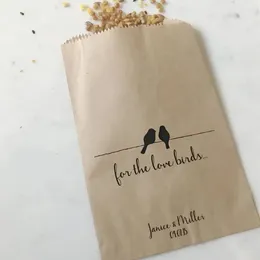 Gift Wrap 25pcs For The Love Birds - Personalized Kraft Paper Bags To Hold Birdseed Welcome Bride And Groom After Wedding Cerem