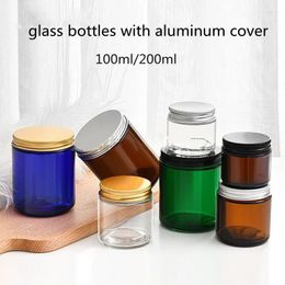 Storage Bottles 5pcs 100ml/200ml Empty Makeup Container Glass Jar For Scented Candle/ Cream/Masks Containers With Aluminium Cover