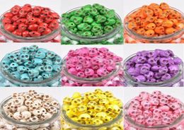 500pcs Mix Color 12mm Skull Beads Charms Loose Beads Fit Bracelets Necklace2711271