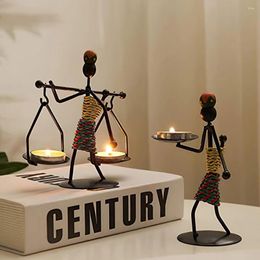 Candle Holders Creative Retro Dining Table Decoration Small Human Carrying Pole Party Wedding Props Candlestick