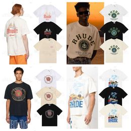 Designer t shirt rhude t shirts mens Fashion Clothing Tees Hip hop Shirts High Street Trendy Brand Rhude Trend Summer Casual Unisex Pure Cotton Loose T shirt WS9L