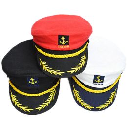 Regulowany Cap Navy Marine Admiral Caps dla mężczyzn kobiety dorosły kapelusze wojskowe Jacht Skipper statek Sailor Captain Hat Costume