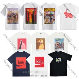 Summer Mens Kith T Shirt Designer T Shirts Trends Brand Rabbit Paper Cutting Spider Print Round Neck Loose Casual Cotton Kith T-Shirt Men And Women Graphic Tee cb2b