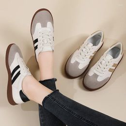 Casual Shoes Women Flat Luxury 2024 Classic Ladies Vulcanzed Leather Retro Low Cut Lace-ups Board