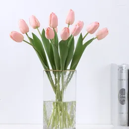 Decorative Flowers 7Pcs Moist Latex Tulip Artificial Real Touch Tulips Fake Wedding Bouquet Home Table Decoration Pography Props