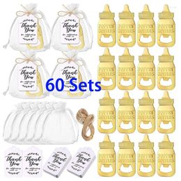 Party Favor 60 Sets Wedding Guest Gift Bottle Opener Candy Bag Shower Cute Baby Gender Reveal Birthday Decoration Keepsake