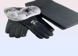 Brand sheepskin gloves and woollined mobile phone touch screen rabbit skin cycling warm fivefinger gloves9330102