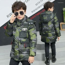 Down Coat Winter Jacket Boys 2024 Fashion Boy Camouflage Parkas Cotton-padded Hooded Plus Velvet Warm 120-170