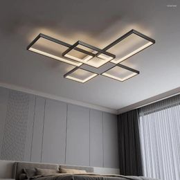 Ceiling Lights LED 92W Modern Flush Mount Light Black Square Acrylic Lamp Dimmable/Memory Function/3000-6000K