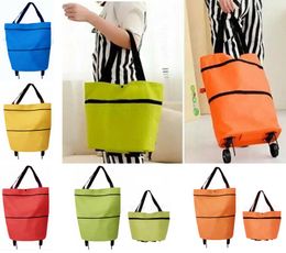 Shopping Trolley Bag With Wheels Portable Foldable Shopping Bag reusable storage Shopping Wheels Rolling Grocery Tote Handbag HH78441628