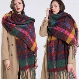 Scarves 2024 Classic Winter Warm Women Plaid Blanket Scarf Thick Cashmere Pashmina Shawls Wraps Long Tassel Bufanda Mujer