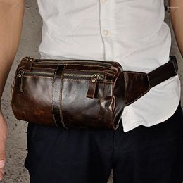 Waist Bags Fashion Original Leather Unisex Crossbody Sling Bag Design Casual Travel Cigarette Case Pouch Fanny Belt Pack 811-49