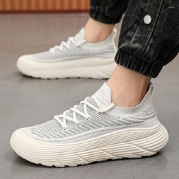 Casual Shoes Men S Board Breathable Thick Sole Non Slip Sport Mesh Surface Flying Woven Soft Running