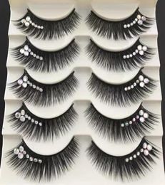 5 Pairs Latin Makeup False Eye Lashes Extension Party Cosplay Halloween Long Thick Natural Eyelash Color Glitter Shimmery Dance Ey4857836
