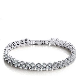 White Gold Heart Tennis Bracelet for Women Heart Cubic Zirconias for Bridal Wedding