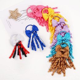 New Girl Curly Tassel Elastic Hair Ring Ponytail Ribbons Holders Streamers Cute Bows Rubber Band Children Hair Accessories