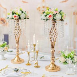 Party Decoration Tall Crystal Candle Flower Holder Centrepiece Road Lead Flowers 49/53cm For Wedding El Dining Table Decor